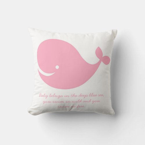 Girls Pink Ocean Theme Whale Pillow