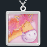 Girls pink orange cute pony art necklace<br><div class="desc">Sterling Silver Plate beautiful pink and orange kids Pony whimiscal art necklace. Uniquely designed and painted in watercolor by Sarah Trett www.sarahtrett.com for www.mylittleeden.com



  



  



  


com.au</div>