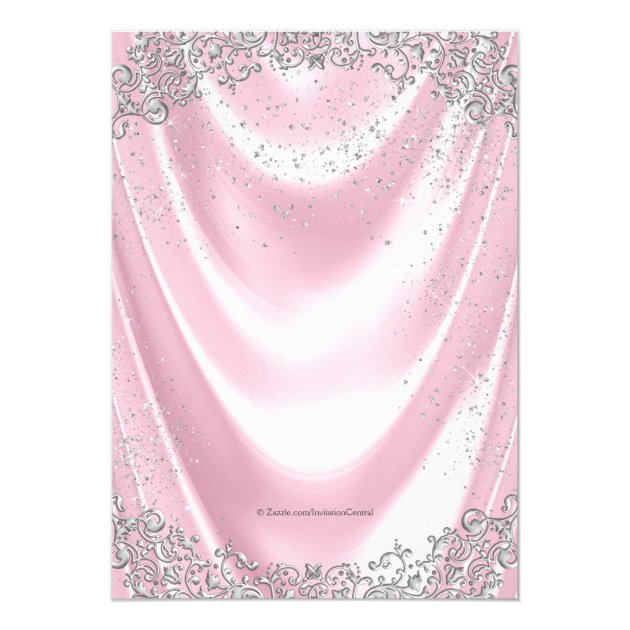 Girls Pink Photo Baptism Christening Satin Glitter Card