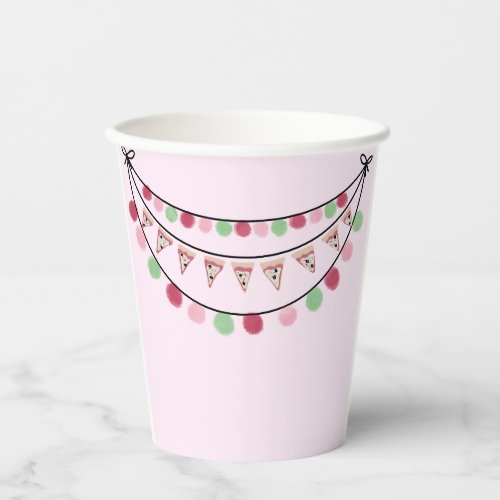 Girls Pink Pizza Party Birthday  Paper Cups