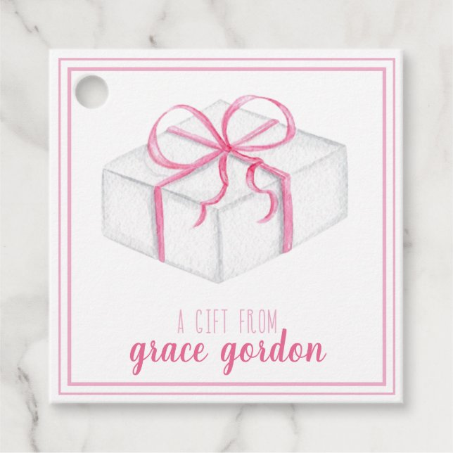 Girls Pink Present Gift Tag (Front)