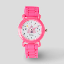 Girls Pink Princess Castle and Crown Kids Watch