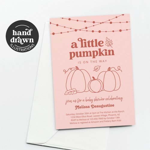 Girls Pink Pumpkin Baby Shower Invitation