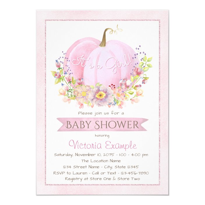 pink pumpkin baby shower invites