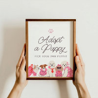 Girls Pink Puppy Birthday Adopt a Puppy Sign