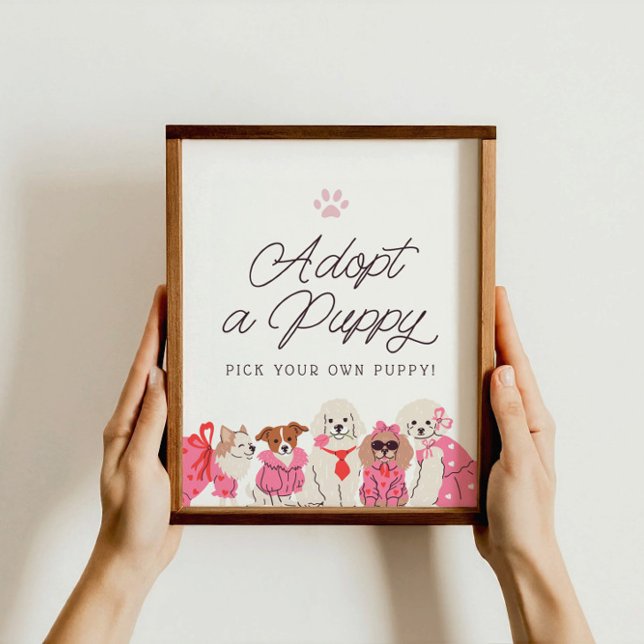 Girls Pink Puppy Birthday Adopt a Puppy Sign (Creator Uploaded)