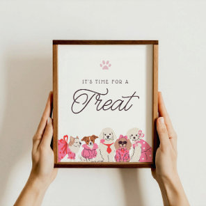 Girls Pink Puppy Birthday Favors & Treats Sign