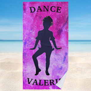 Girls Pink Purple Galaxy Dance Beach Towel