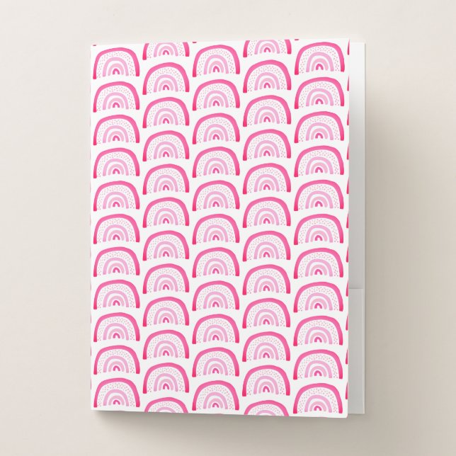 Girls Pink Rainbow pattern Pocket Folder (Front)