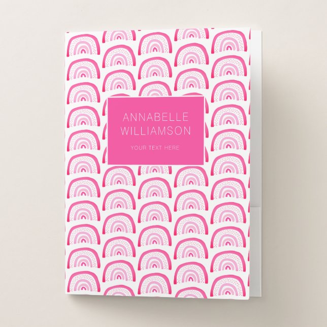 Girls Pink Rainbow pattern Pocket Folder (Front)