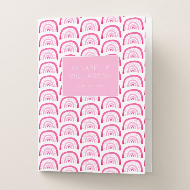 Girls Pink Rainbow pattern Pocket Folder (Front)