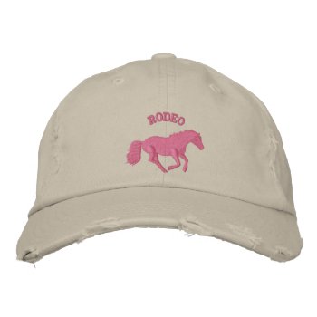 Girls Pink Rodeo Horse Riding Embroidered Baseball Hat by customthreadz at Zazzle