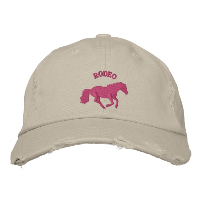Girls pink rodeo horse riding embroidered baseball hat (Front)