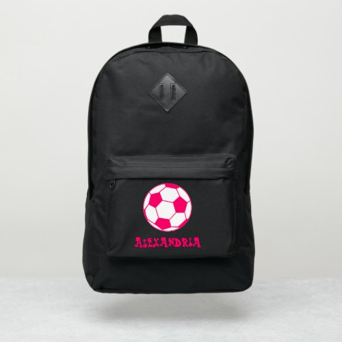 Girls Pink Soccer Ball Port Authority Backpack
