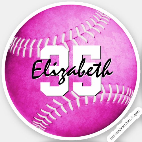 Girls pink softball Custom_Cut Vinyl Sticker