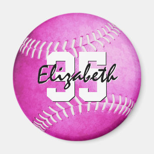 girls pink softball personalized team gifts magnet