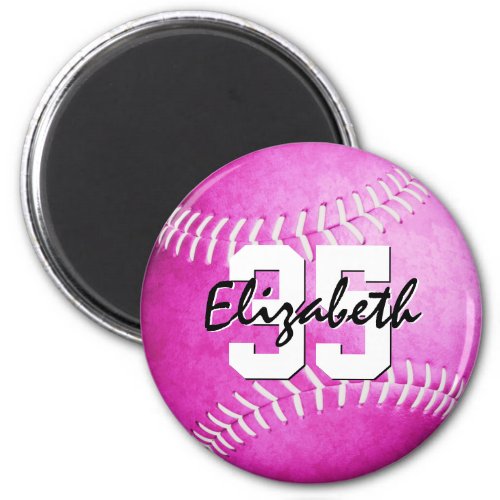 girls pink softball personalized team gifts magnet