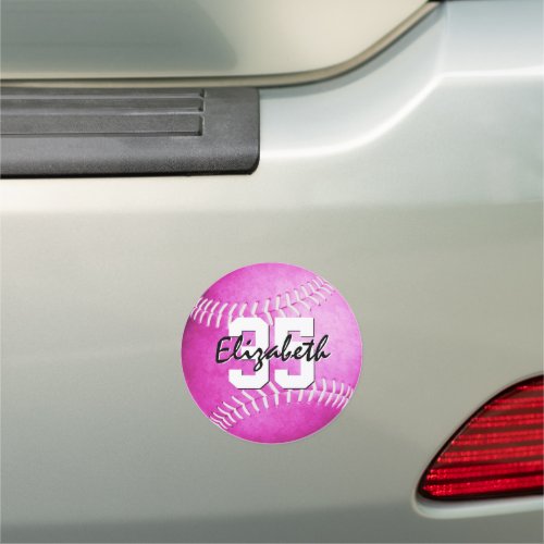 girls pink softball school locker or car magnet