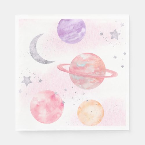 Girls Pink Space Party Napkins