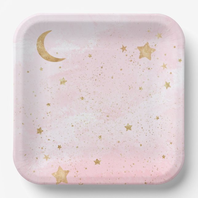 Girl's Pink Space Party Plates (Front)