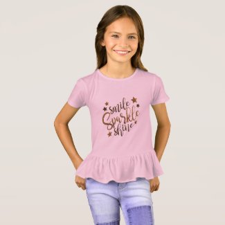 Girl's Pink Sparkle Ruffle Stars T-Shirt