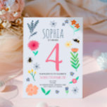 Girls Pink Spring Floral Bee Kids Birthday Invitation<br><div class="desc">This cute and girly kids birthday invitation design features a floral design, with flowers, bees, and botanicals, and a matching spring pattern on the back. The invite can be personalized with all the information you need for your child's party in a whimsical typography. The perfect pink floral invitations for your...</div>