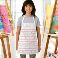 Girl's Pink Stripes and Dots with Name or Monogram Apron