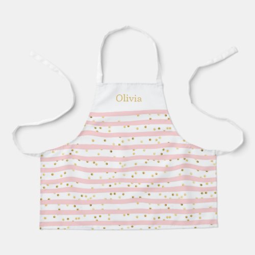 Girls Pink Stripes and Dots with Name or Monogram Apron