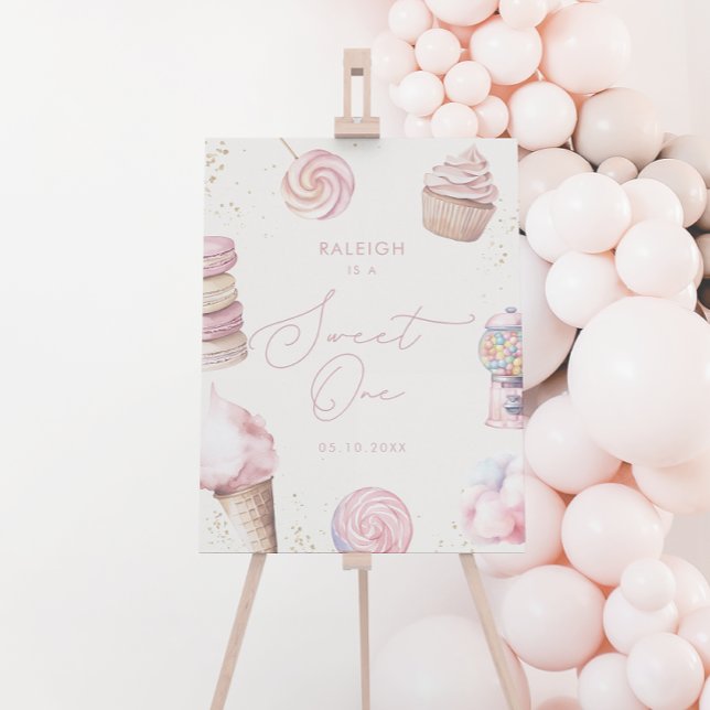 Girls' Pink Sweet One Candy Ice Cream 1st Birthday Foam Board (Creator Uploaded)