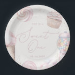 Girls' Pink Sweet One Candy Ice Cream 1st Birthday Paper Plates<br><div class="desc">Celebrate your little girl’s first birthday with our sweet and whimsical "Sweet One" disposable plates! Featuring soft pastel tones and charming watercolor illustrations of ice cream,  cupcakes,  lollipops,  macarons,  and gum balls,  this design is as adorable as your birthday girl.</div>