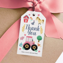 Girls Pink Thank You Farm Baby Shower Favor Gift Tags