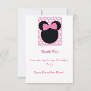 Girls Pink Thank You Invitation