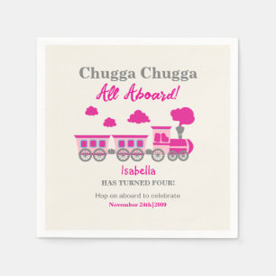 Girls Pink Train Any Age Birthday Party Napkins