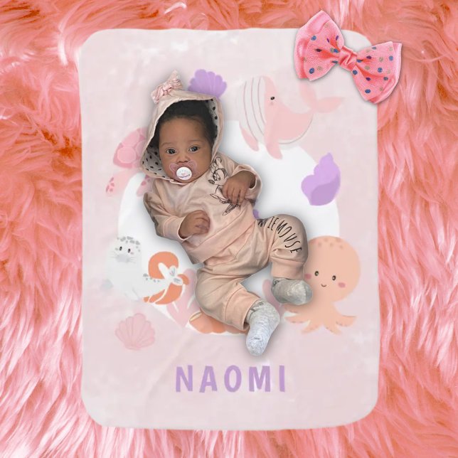 Girls Pink Under The Sea Ocean Animals Baby Blanket (Creator Uploaded)