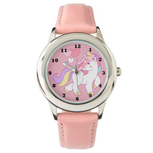 Girls Pink Unicorn Watch