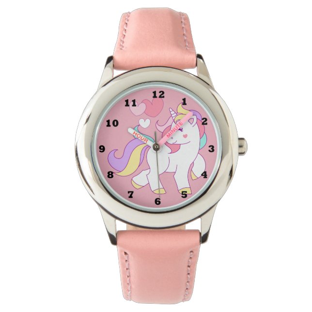 Girls Pink Unicorn Watch (Front)