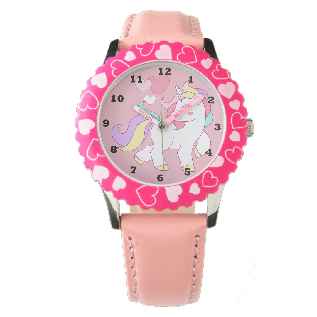 Girls Pink Unicorn Watch Zazzle