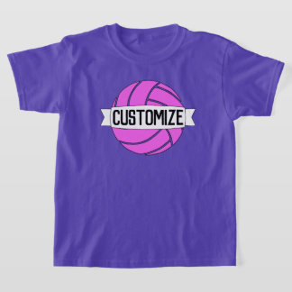 Girls Pink Volleyball Team, Player, Number & Color T-Shirt