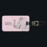 Girl's Pink Watercolor Elephant Safari & Kids Name Luggage Tag<br><div class="desc">This adorable and cool girl's luggage features a pink watercolor elephant, and has place for you to add your child or baby's name, as well as a contact number and email address. Perfect for your baby's first vacation or for any elephant lover! Check out the rest of our collection for...</div>