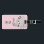 Girl's Pink Watercolor Elephant Safari & Kids Name Luggage Tag<br><div class="desc">This adorable and cool girl's luggage features a pink watercolor elephant, and has place for you to add your child or baby's name, as well as a contact number and email address. Perfect for your baby's first vacation or for any elephant lover! Check out the rest of our collection for...</div>