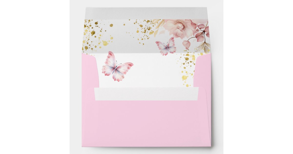 Girls Pink Watercolor Floral Envelope | Zazzle