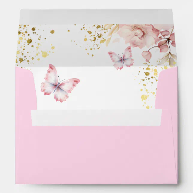 Girls Pink Watercolor Floral Envelope | Zazzle