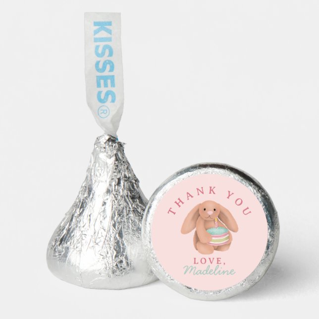 Girls Pink Woodland Bunny Birthday Thank You Hershey®'s Kisses® (Front)