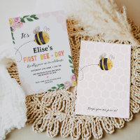 Girls Pink Yellow Bee First Bee-Day 1st Birthday