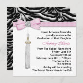 Girls Pink Zebra Graduation Announcements (Front/Back)
