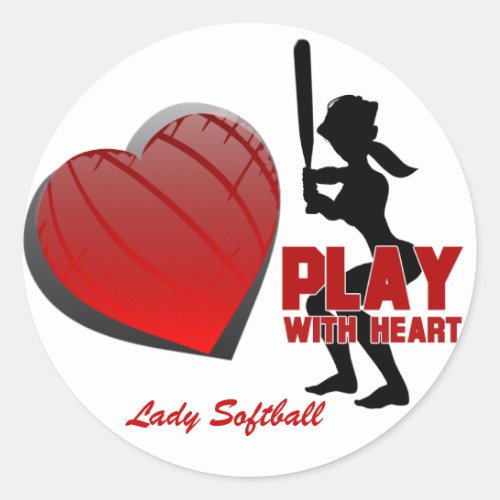 Girls Play With Heart Softball Stickers