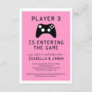 Girls Player 3 Video Game Baby / Couple's Shower Invitation