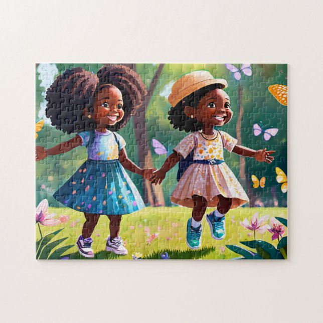 Girls Playing 1 Easy Brain Art Puzzles Photo Puzzl (Horizontal)