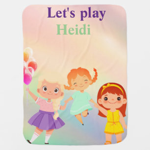 Girls playing baby blanket