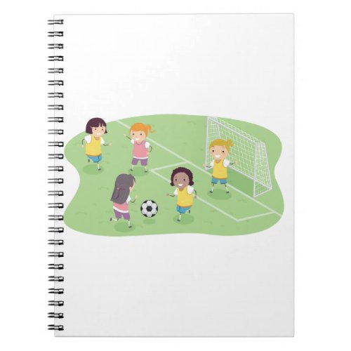 Girls Playing Soccer Football Notebook